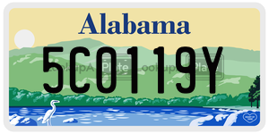 5C0119Y  license plate in AL