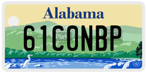 61C0NBP license plate in Alabama