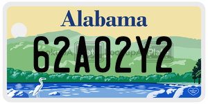 62A02Y2  license plate in AL