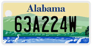 63A224W  license plate in AL