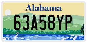 63A58YP license plate in Alabama
