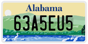 63A5EU5  license plate in AL