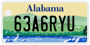 63A6RYU  license plate in AL