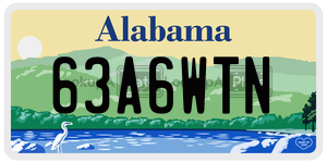 63A6WTN  license plate in AL