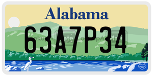 63A7P34 license plate in Alabama