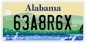 63A8R6X license plate in Alabama