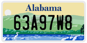 63A97W8  license plate in AL