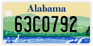 63C0792  license plate in AL
