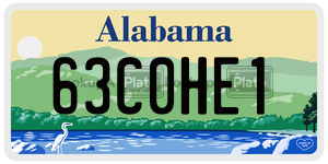 63C0HE1 license plate in Alabama