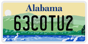 63C0TU2 license plate in Alabama