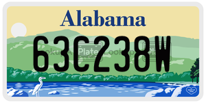 63C238W  license plate in AL