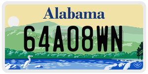 64A08WN  license plate in AL