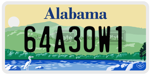 64A30W1  license plate in AL