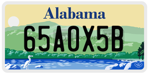 65A0X5B  license plate in AL