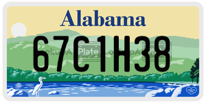 67C1H38  license plate in AL