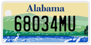 68034MU  license plate in AL