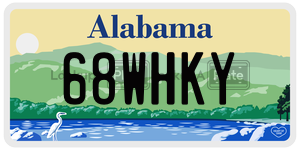 68WHKY  license plate in AL