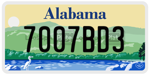 7007BD3 license plate in Alabama