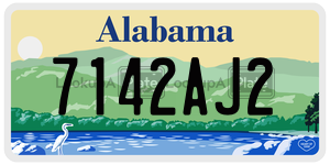 7142AJ2  license plate in AL
