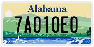 7A010E0  license plate in AL