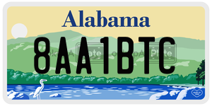 8AA1BTC license plate in Alabama