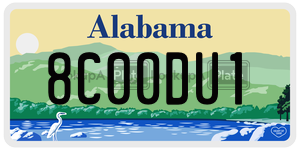 8C00DU1  license plate in AL
