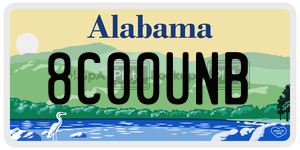 8C00UNB  license plate in AL