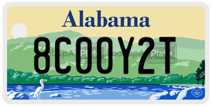 8C00Y2T  license plate in AL
