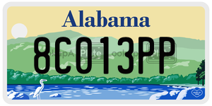 8C013PP  license plate in AL
