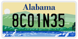 8C01N35  license plate in AL