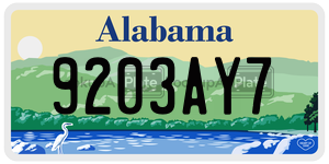 9203AY7  license plate in AL