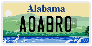 A0ABR0  license plate in AL