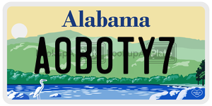 A0B0TY7  license plate in AL
