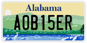 A0B15ER  license plate in AL