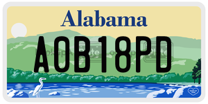A0B18PD  license plate in AL