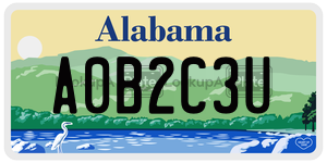 A0B2C3U  license plate in AL