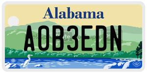 A0B3EDN  license plate in AL