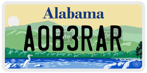 A0B3RAR  license plate in AL
