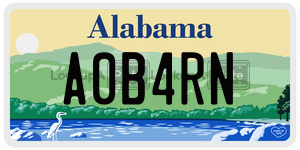 A0B4RN  license plate in AL