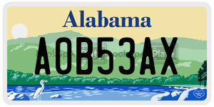 A0B53AX  license plate in AL