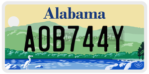 A0B744Y  license plate in AL