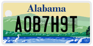 A0B7H9T  license plate in AL