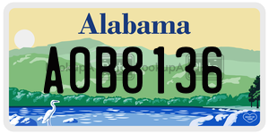 A0B8136  license plate in AL