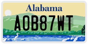 A0B87WT  license plate in AL