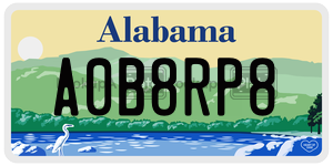 A0B8RP8  license plate in AL