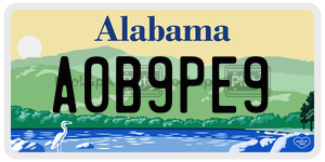A0B9PE9  license plate in AL
