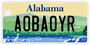 A0BA0YR  license plate in AL