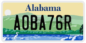 A0BA76R  license plate in AL