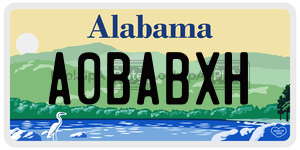 A0BABXH  license plate in AL