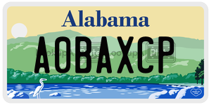 A0BAXCP  license plate in AL